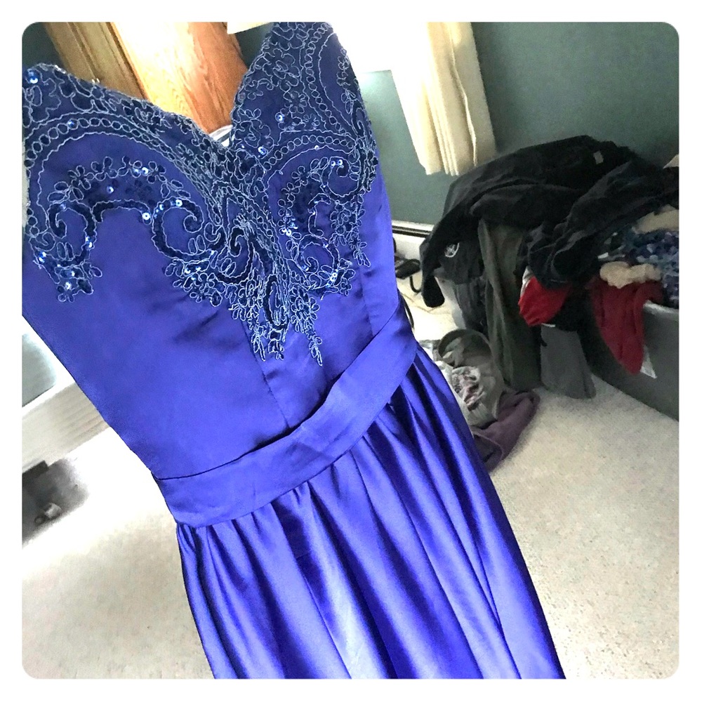 Royal blue long prom dress